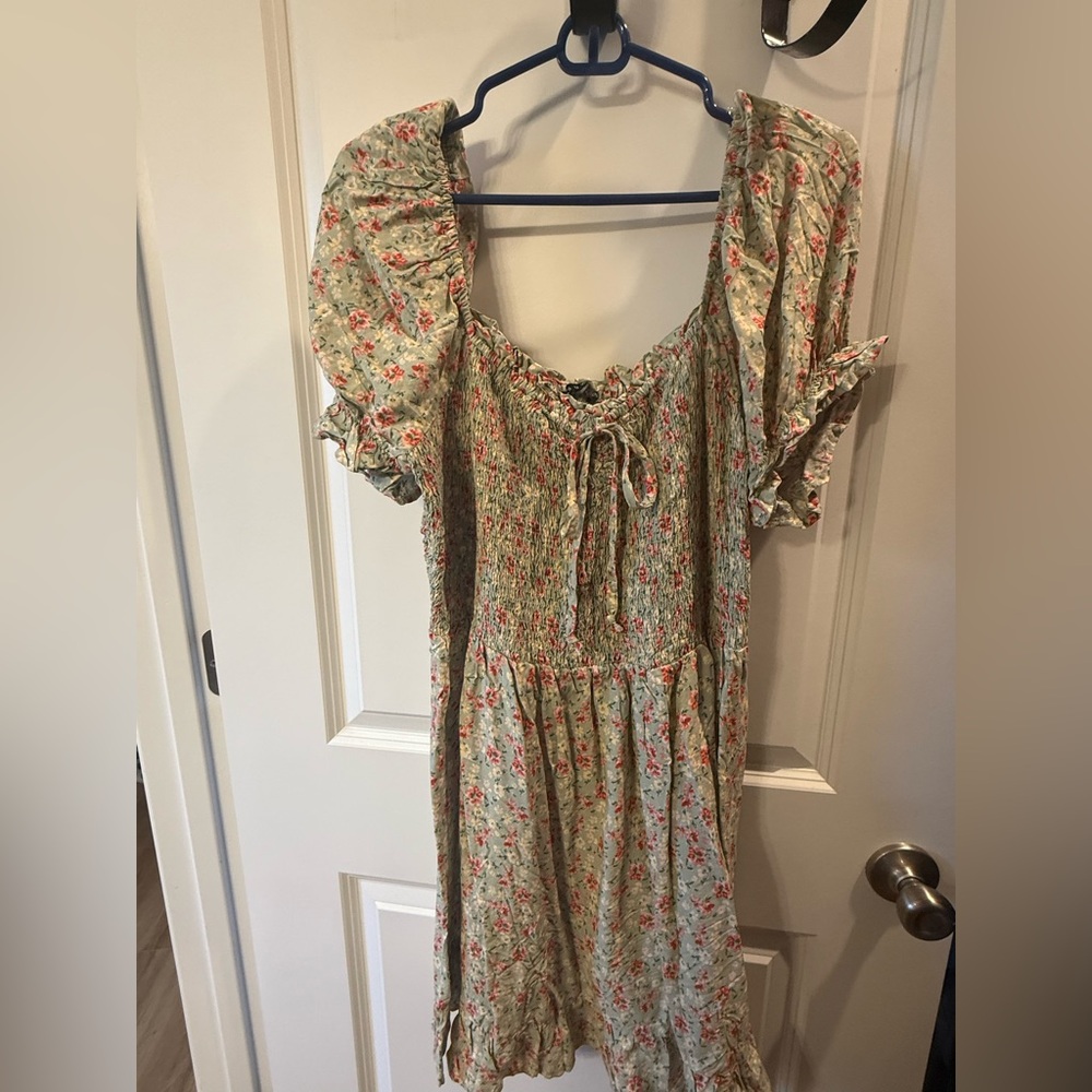 As U Wish Floral Puffed Sleeve Dress